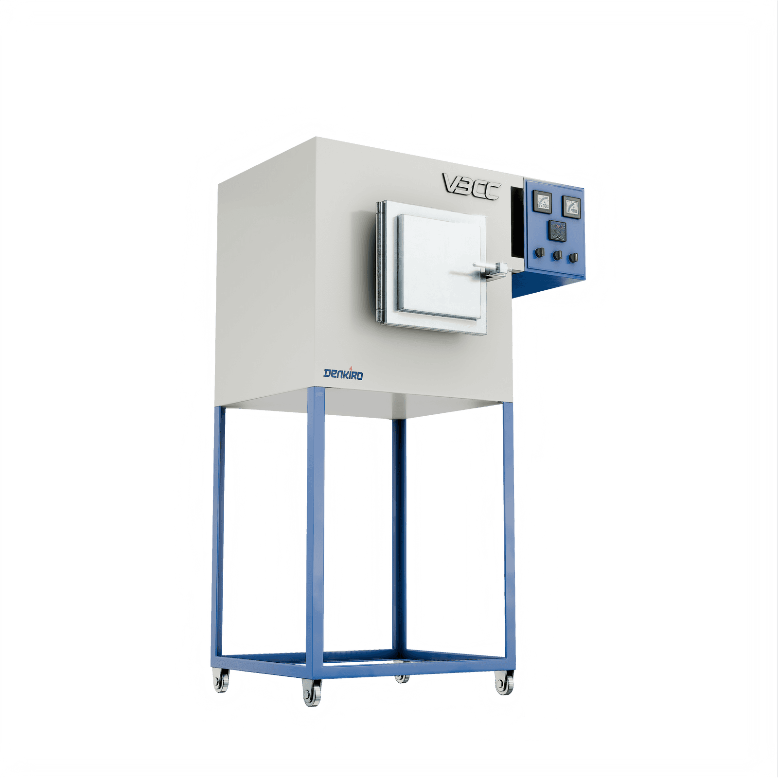 Stainless steel door box vacuum furnace with insulation and chain mechanism, designed for efficient thermal processing and reduced heat loss