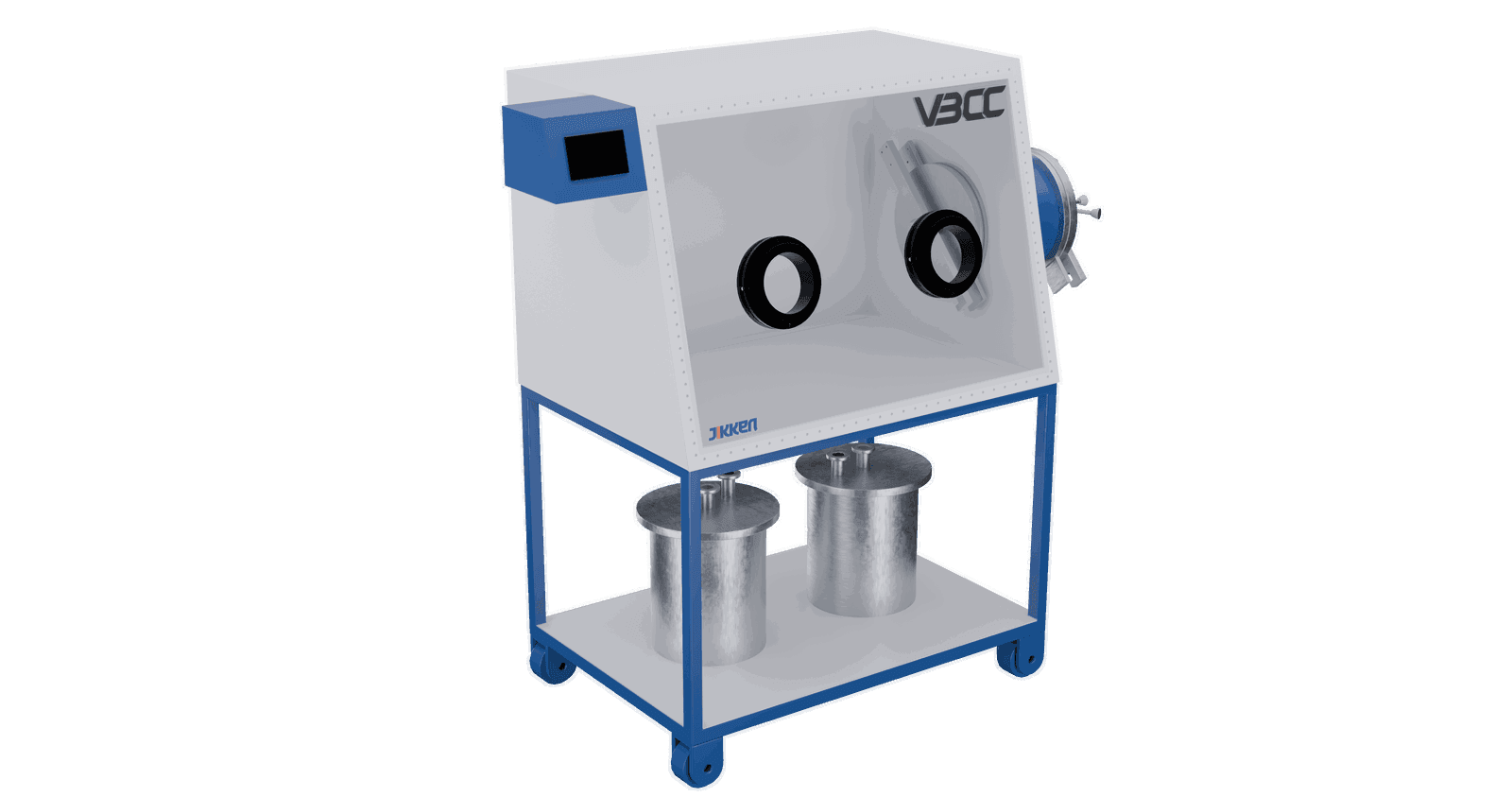 Engineered glove box (1200 x 900 x 800 mm) for optimal workspace, ideal for processing air-sensitive materials with enhanced visibility