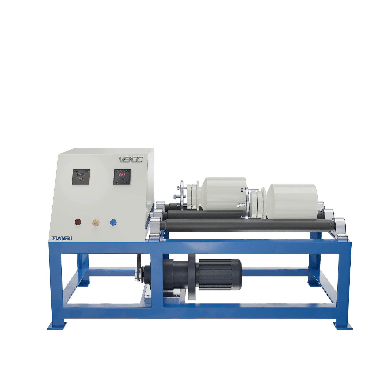 VBCC's Single Roller Jar Mill features a rotating roller that mixes and homogenizes materials efficiently in a jar