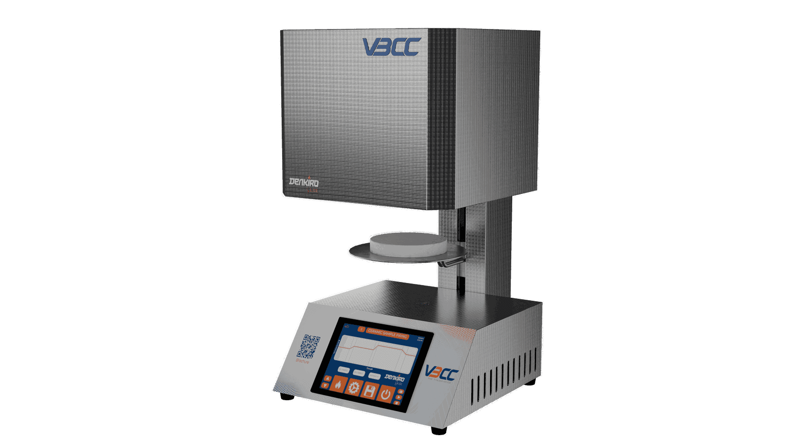 Visual representation of a dental zirconia sintering furnace, showcasing its advanced design and functionality for high-temperature applications.
